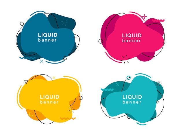 Set of abstract modern liquid shapes Dynamical colored elements