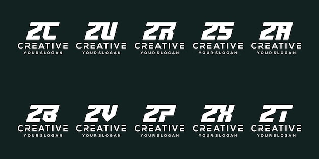 set abstract monogram letter z logo design