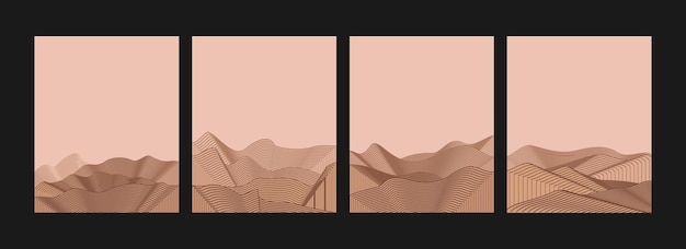 Set of Abstract mountain contemporary aesthetic backgrounds landscapes