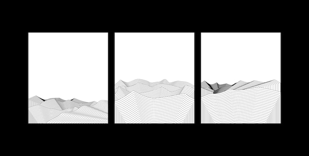 Set of Abstract mountain contemporary aesthetic