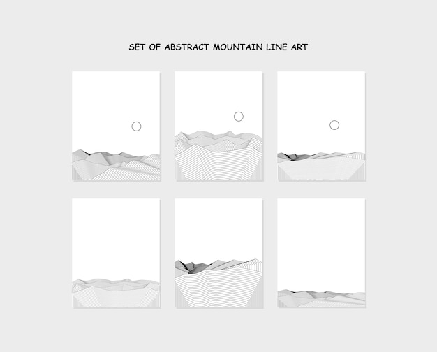 Set of abstract mountain line art