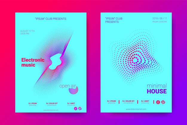 Set of abstract music invitation posters