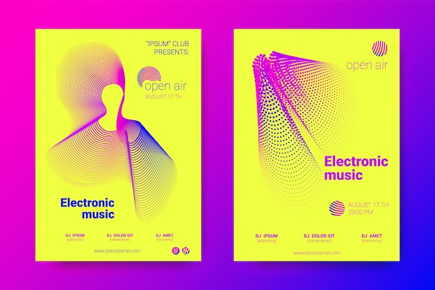 Set of abstract music invitation posters