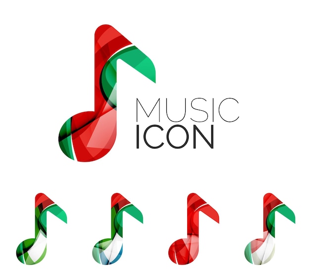 Set of abstract music note icon business logotype concepts clean modern geometric design