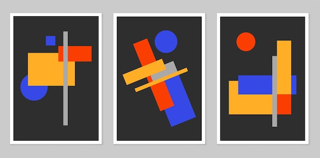 A set of abstract posters depicting simple figures