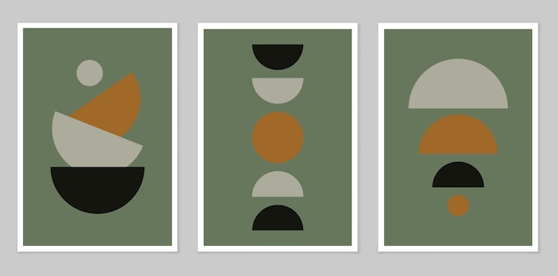 A set of abstract posters depicting simple figures