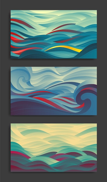 Vector a set of abstract seascapes