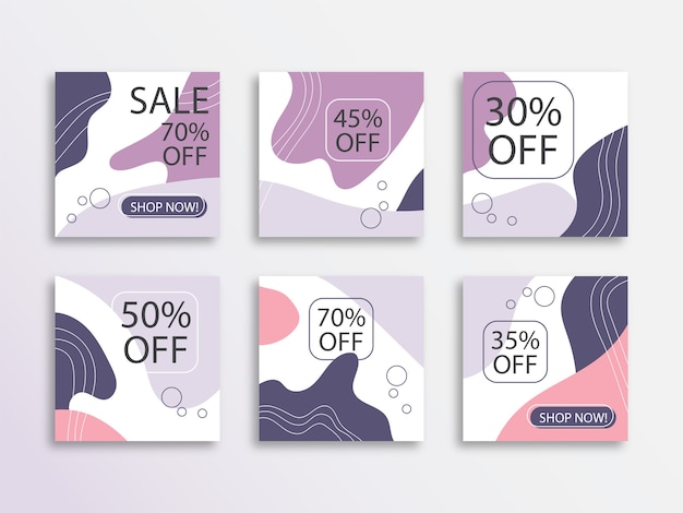 set of abstract   social media sale banners