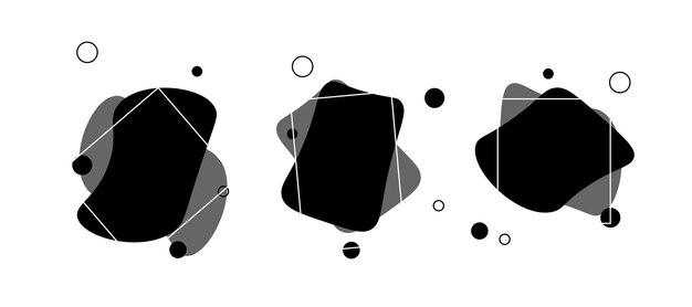 Set of abstract spots on a white background Abstract spots in black and gray