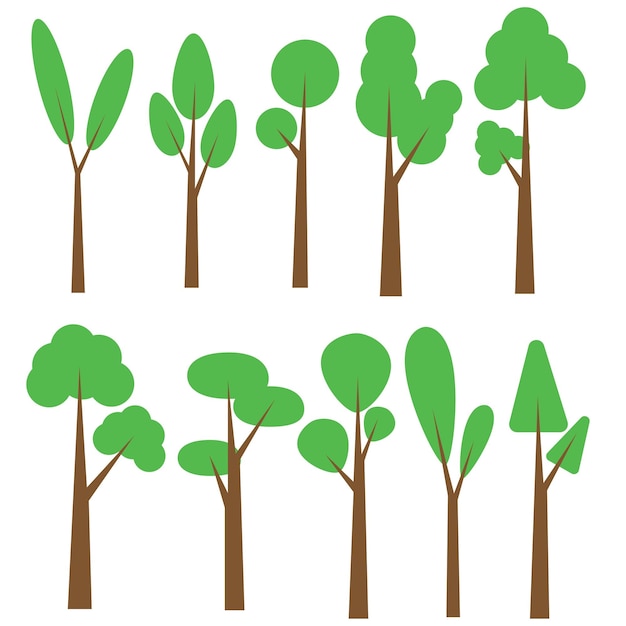 Set of abstract stylized trees. Natural illustration.