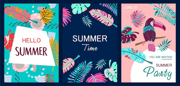 Set of abstract summer cards.