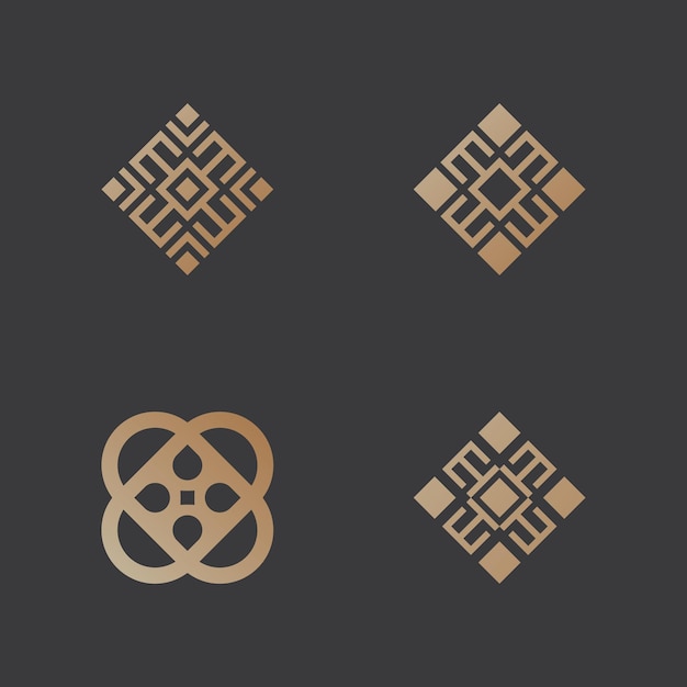 Set Abstract symbol in ornamental bohemian navajo logos