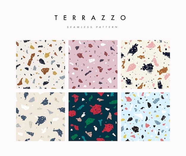 Set abstract terrazzo seamless pattern