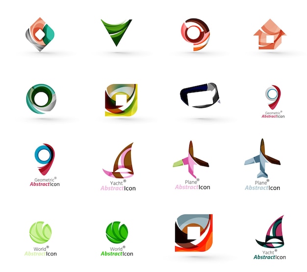 Set of abstract travel logo icons Business app or internet web symbols