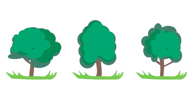 Set of abstract trees in vector eps 10 Vector hand drawn illustration in flat style