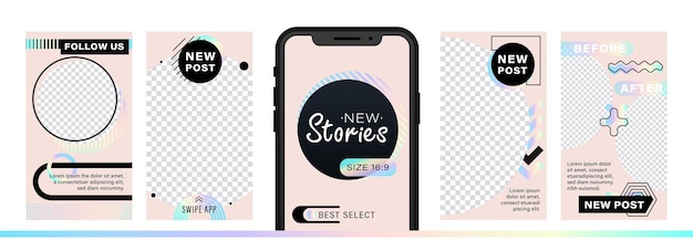 Vector set of abstract trendy design for stories with dispersion effect