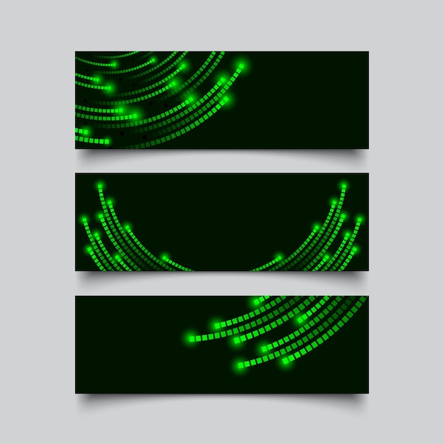 Set of abstract vector neon banners