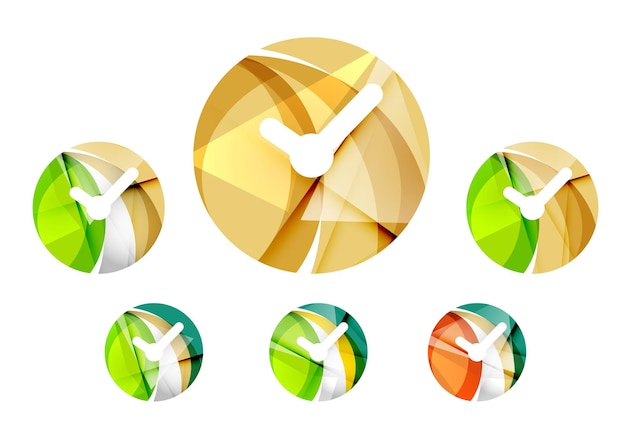 Set of abstract watch icon business logotype concepts clean modern geometric design