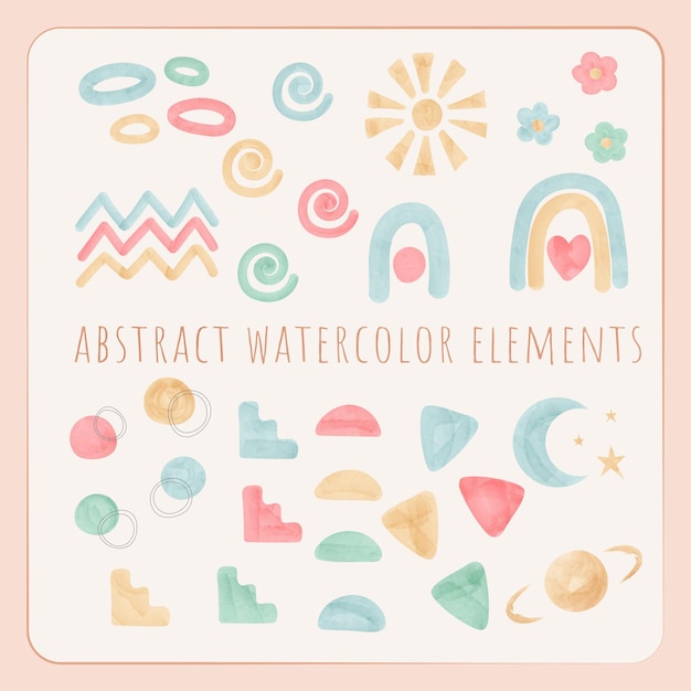 Set of Abstract Watercolor Elements