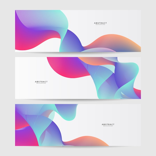 Set of abstract wave flowing banner background design Vector illustration Flowing particles wave dynamic motion stream digital technology curve lines