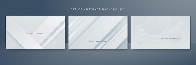 Vector set of abstract white monochrome vector background for design brochure website flyer geometric white wallpaper for certificate presentation landing page