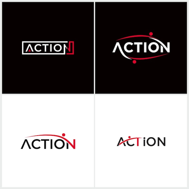 set of ACTION letter logo design collection