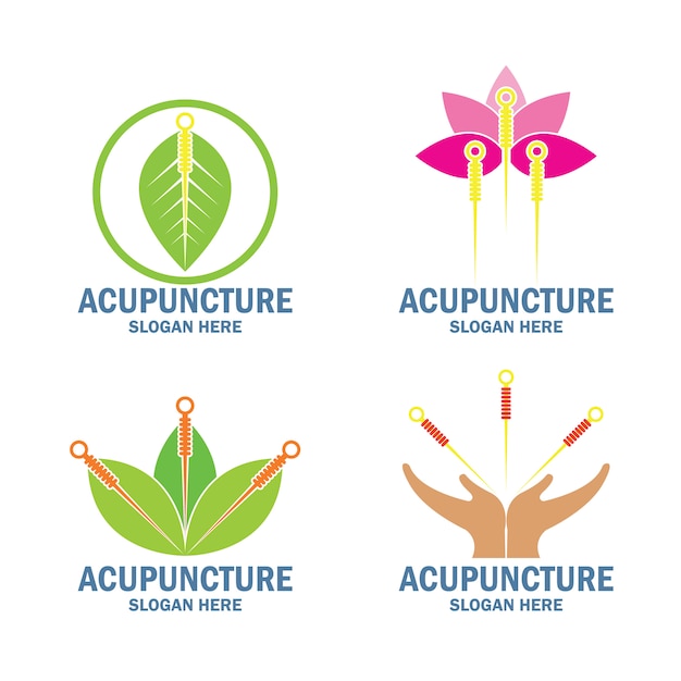 set of acupuncture therapy logo