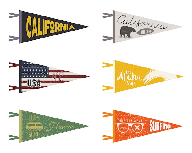 Set of adventure pennants.