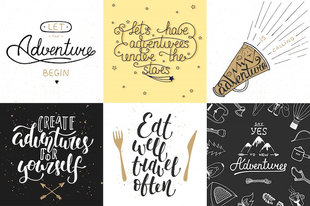 Set of adventure and travel typography 