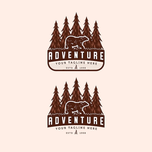 Set of Adventure Vintage Logo Vector Illustration Design Hand Drawn Outdoor Logo Badge Template Design Old Vintage Outdoor Adventure Logo Concept Wildlife Vintage Illustration Logo Design