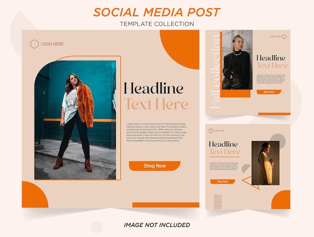 Set of Aesthetic Instagram Fashion Sale Post Vector Template