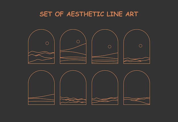 Set of aesthetic line art