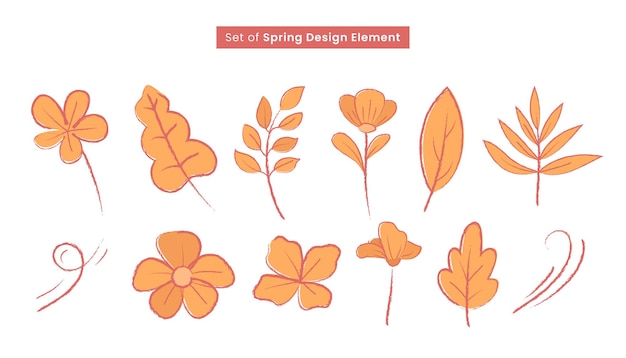 Set of Aesthetic Nature Elements for Spring or Autumn Design