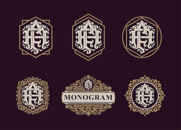 Set of AF or FA monogram logos Luxury Badge Ornament Style good for wedding fashion boutique