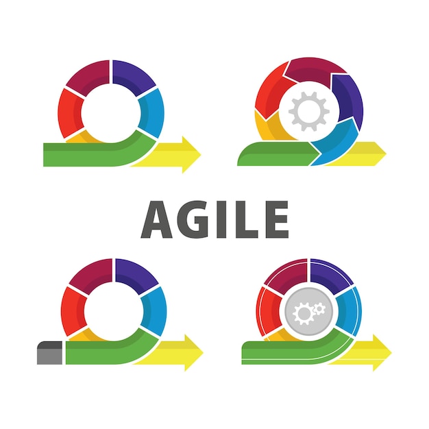 Set of Agile development and methodology vector illustration concept