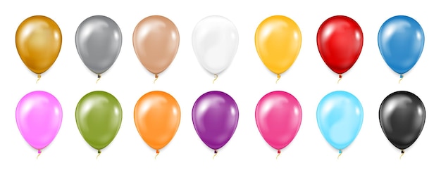 Set of air colorful balloons 3d. Realistic vector balloons on a transparent background with a shadow