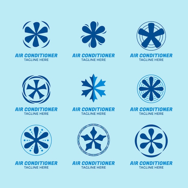 Set of Air Conditioner Emblem Logo Design Template