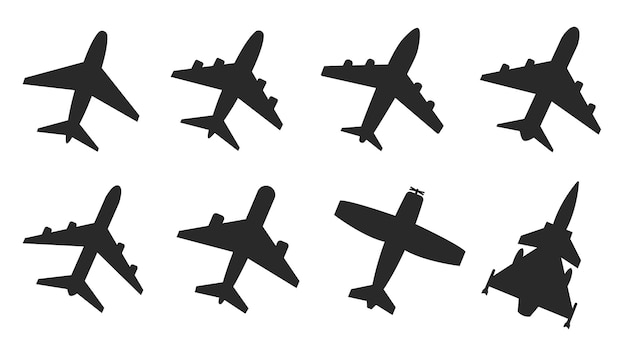 Set airplane flat icon. Vector illustration