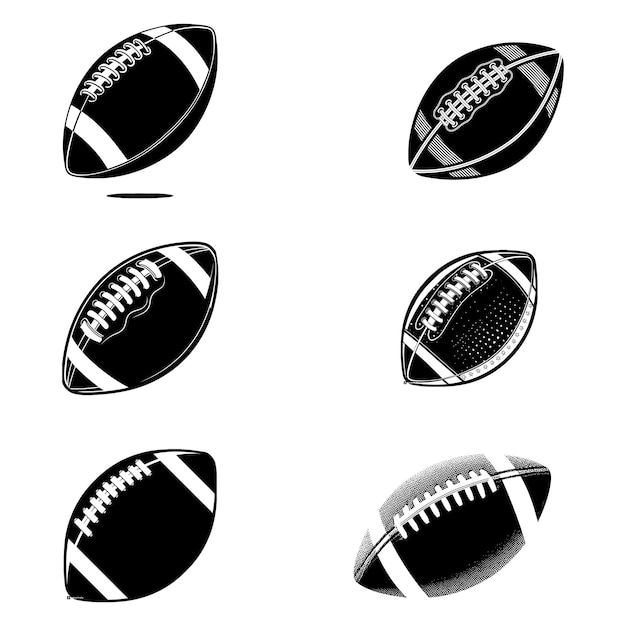 set of American footballs vector silhouette logo design