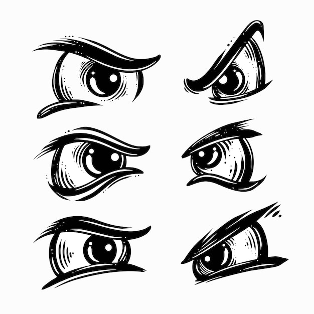 Set of angry eyes illustration