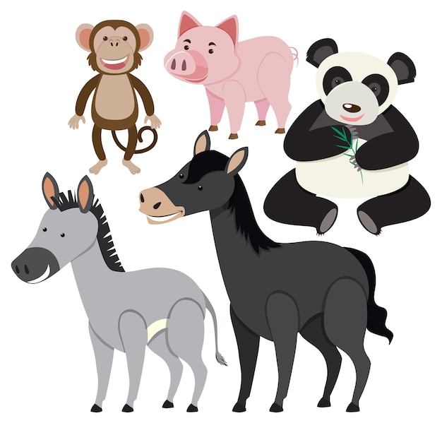 Set of animals cartoon simple style