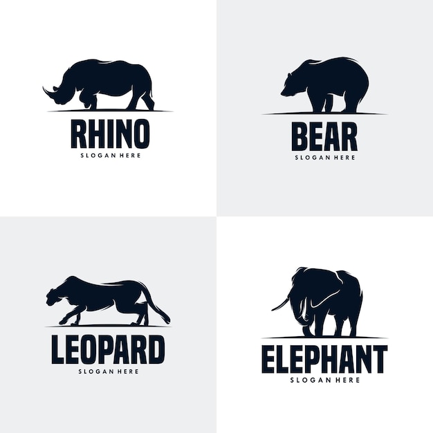 Set of animals logo design template