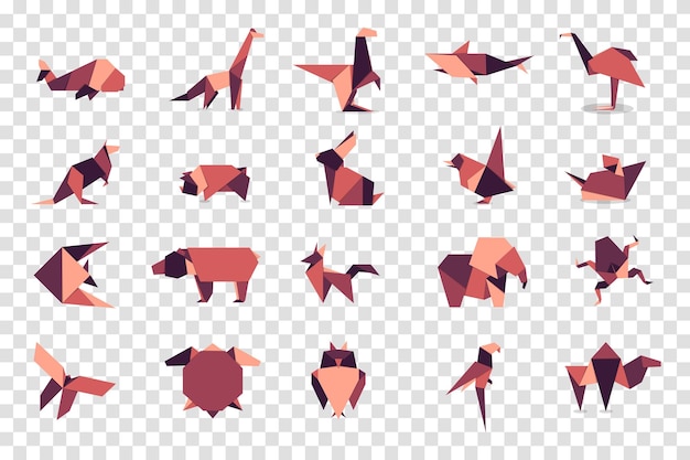 Set animals origami Animal origami vector Abstract animals logo design Animal origami Vector illustration