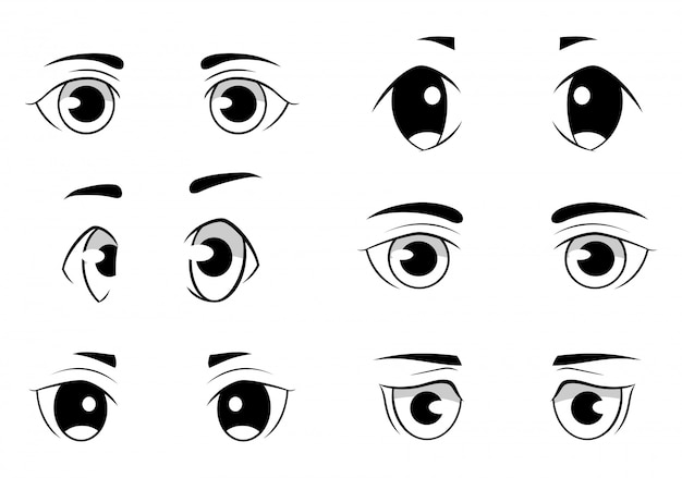 Vector set of anime style eyes