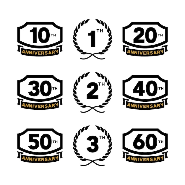 set of anniversary logo design