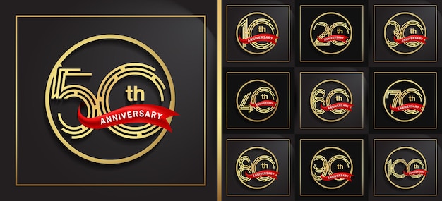 Vector set of anniversary logo style for celebration moment