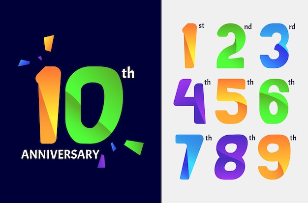 Set of the anniversary logo with fun concept