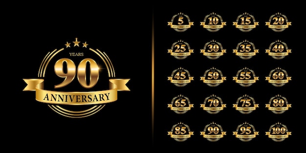 Set of anniversary logotype. Golden anniversary celebration . 