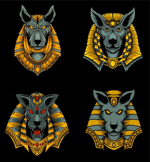 set anubis head illustration