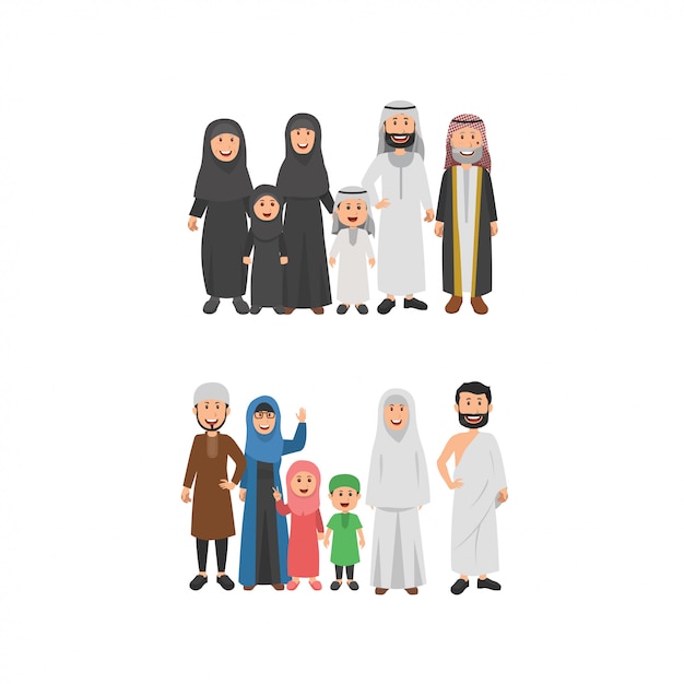 Set of Arabian Family Illustration